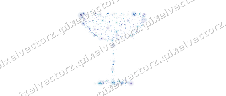 Seamless glitter champagne coupe in blue on a transparent background