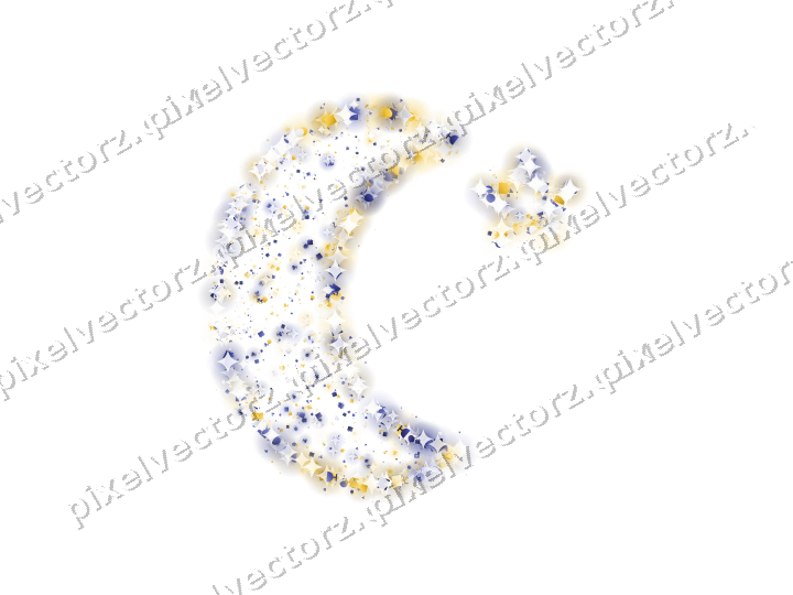 Seamless glitter crescent moon on a transparent background