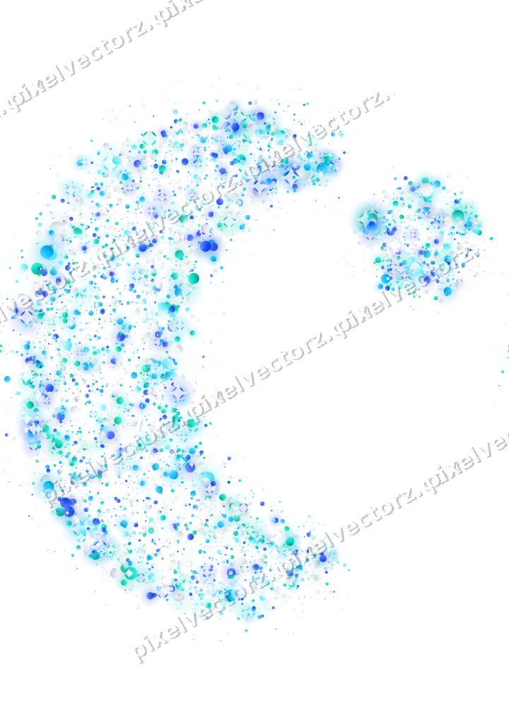Seamless glitter crescent moon of dots on a transparent background