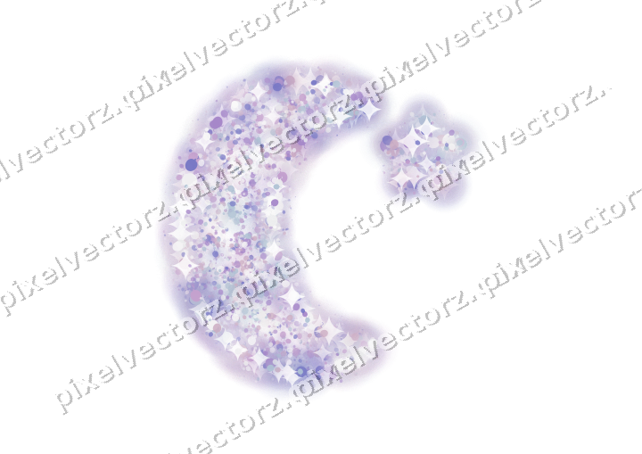 Seamless glitter crescent moon of balloons on a transparent background