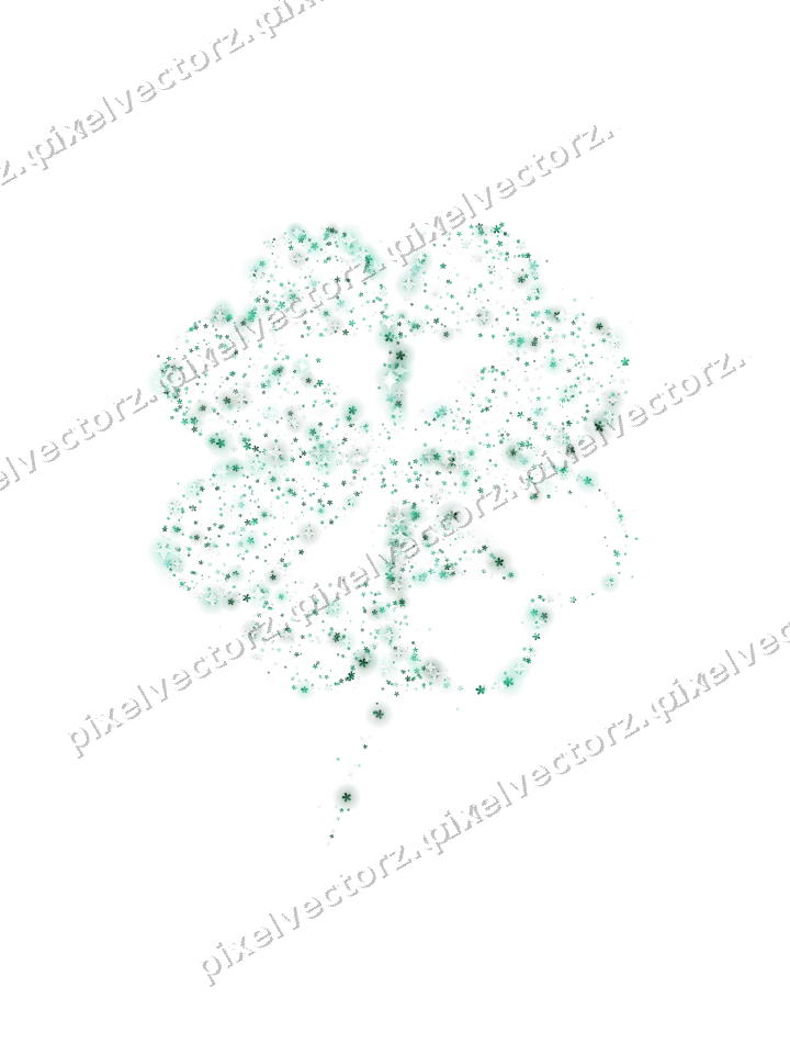 Seamless glitter clover leaf of flowers on a transparent background