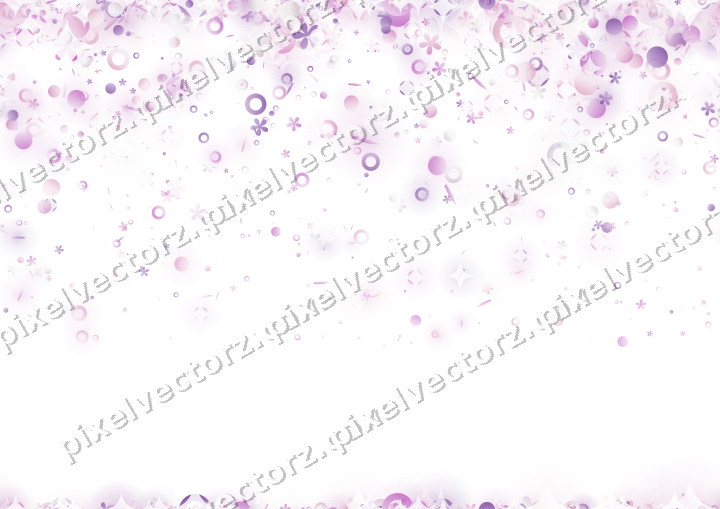 Nahtloser Glitzerregen aus Blüten und Punkten auf transparentem Grund