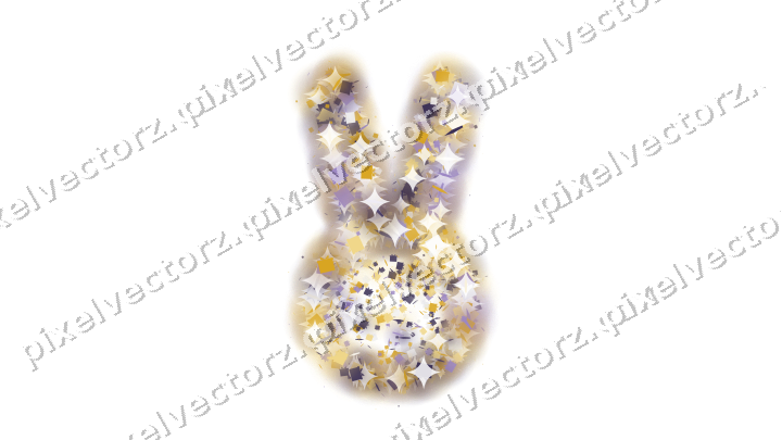 Seamless glitter easter bunny in amber on a transparent background