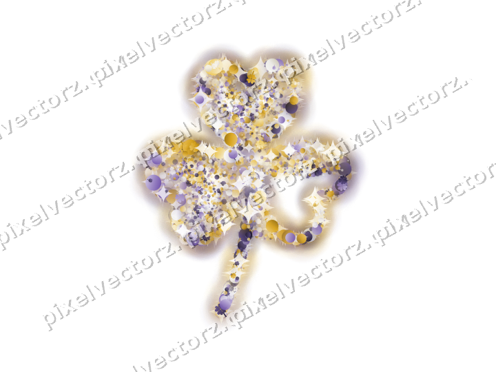 Seamless glitter shamrock in amber on a transparent background