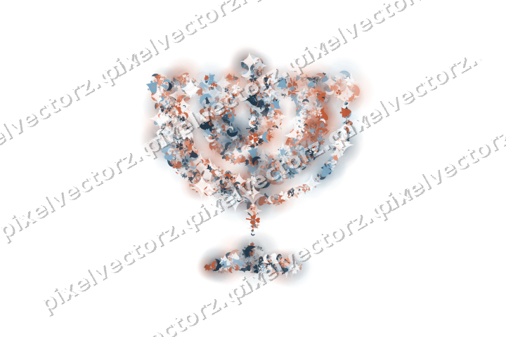 Seamless glitter menorah in orange on a transparent background