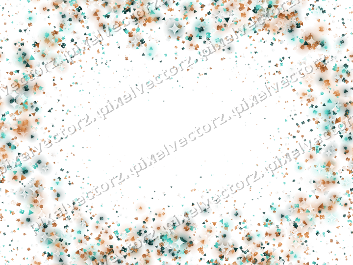 Seamless glitter wreath in orange and teal on a transparent background