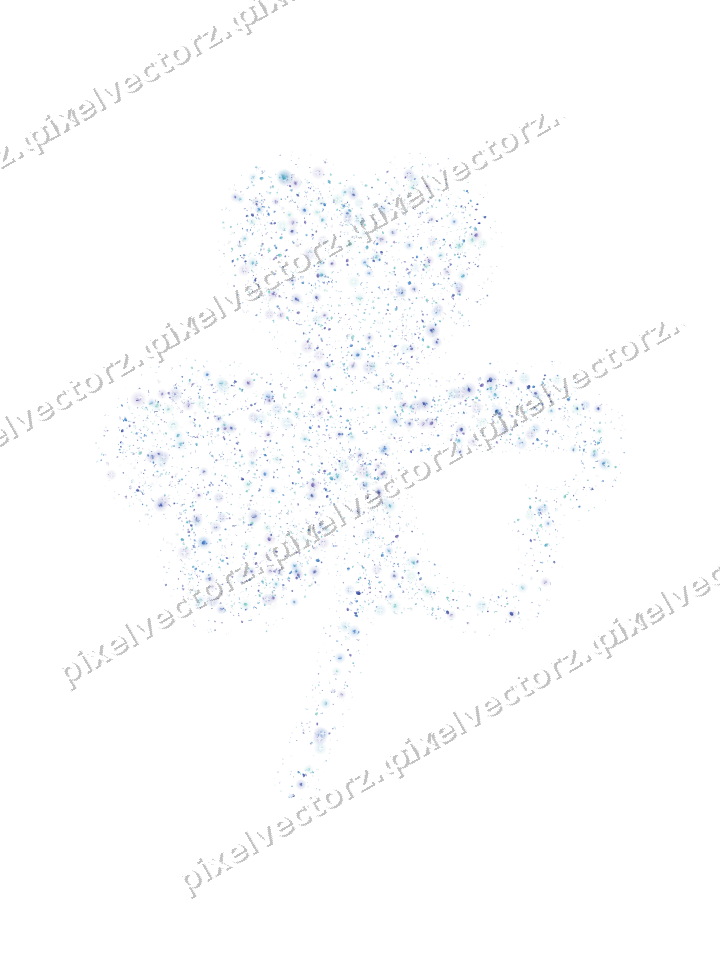 Seamless glitter shamrock in blue and cyan on a transparent background