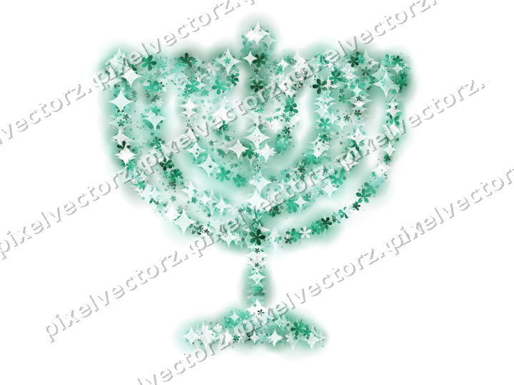 Seamless glitter menorah of flowers on a transparent background