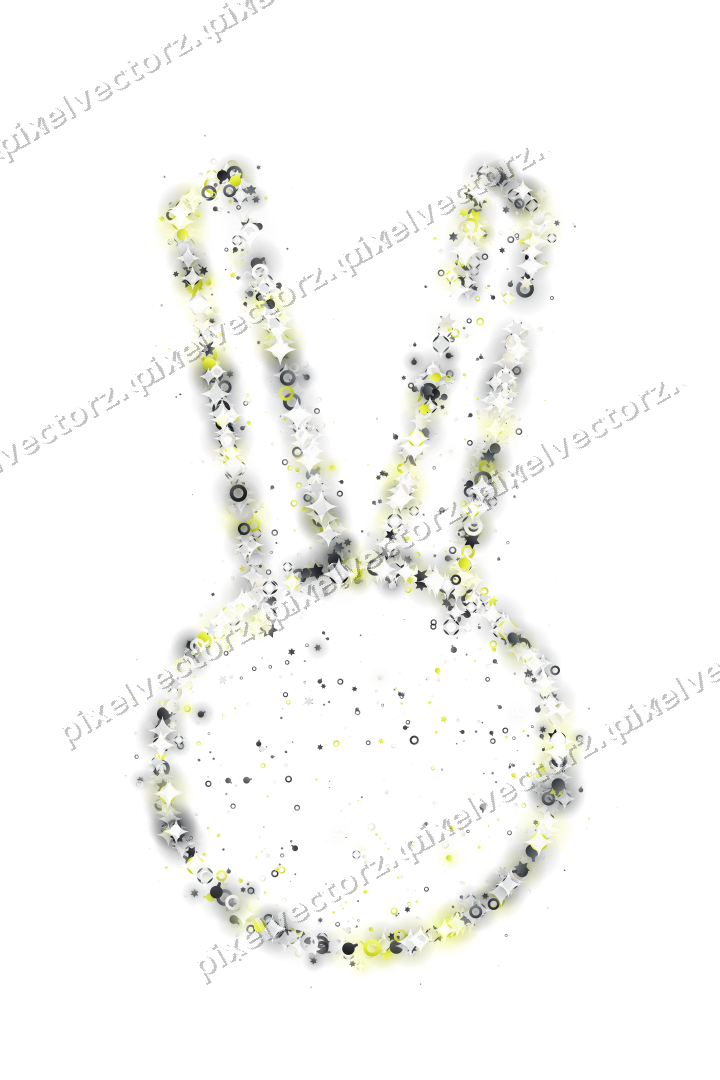 Seamless glitter easter bunny in yellow on a transparent background