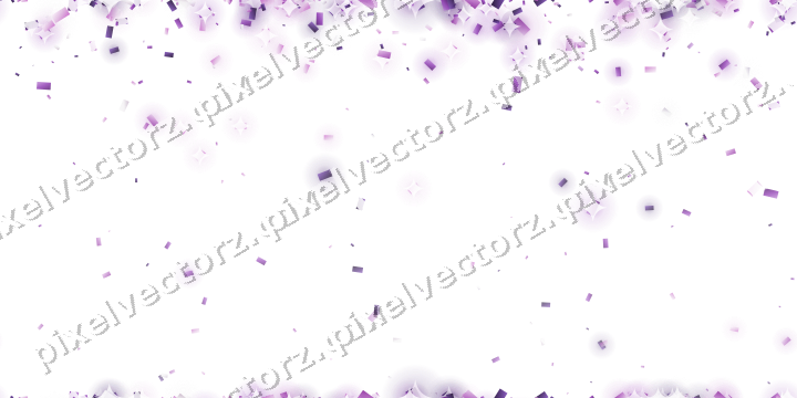 Nahtloser Glitzerregen aus Konfetti in Violett auf transparentem Grund