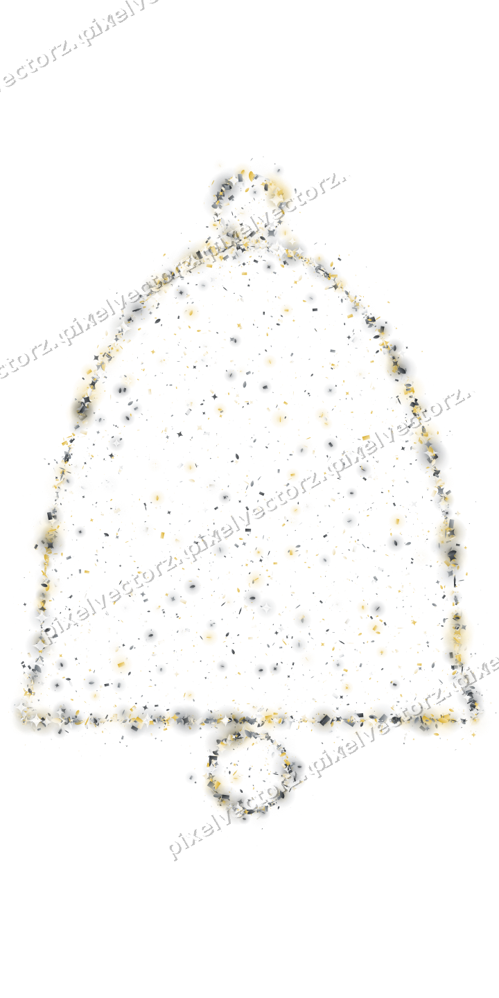 Seamless glitter bell in amber and grey on a transparent background
