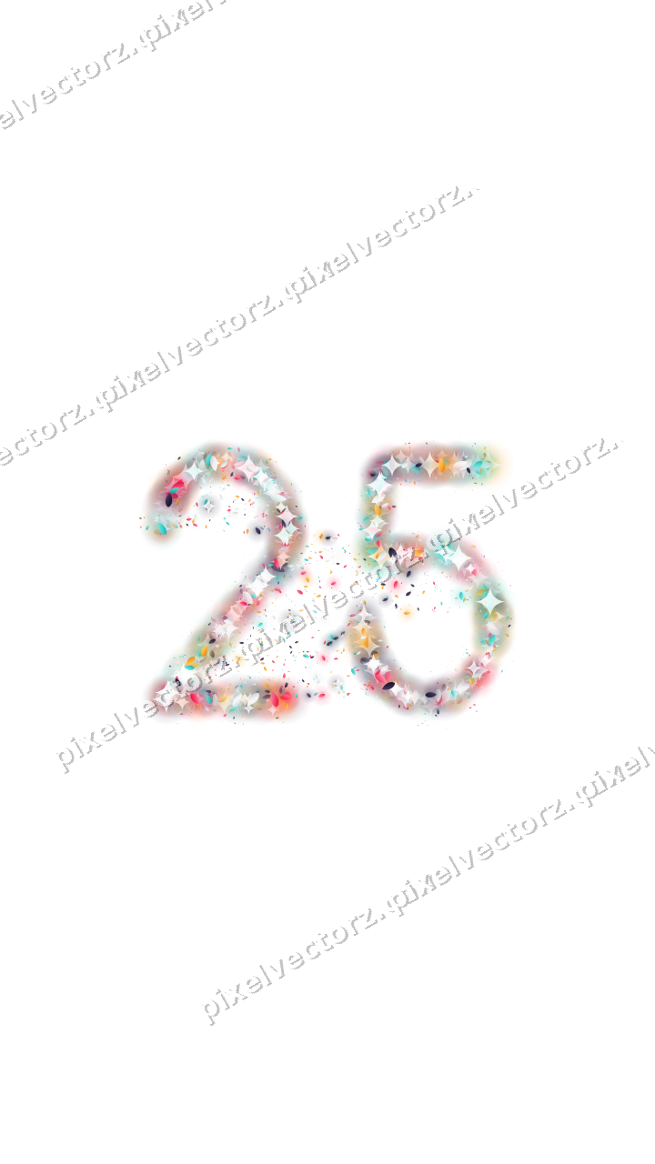 Seamless glitter number 25 of leaves on a transparent background