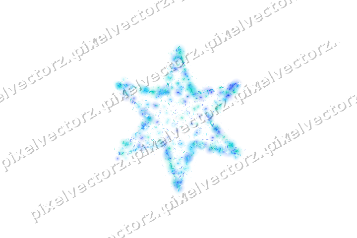 Seamless glitter star of shards in cyan on a transparent background