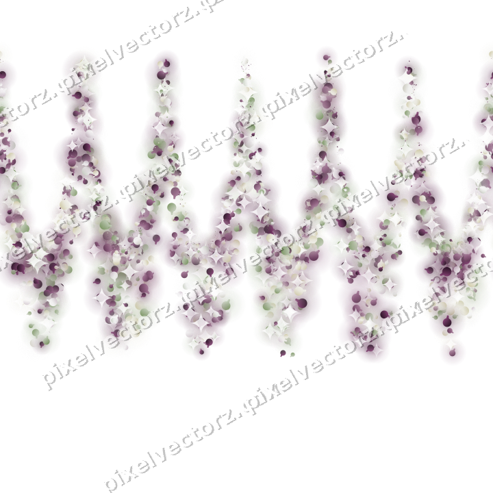 Seamless glitter garland of baubles on a transparent background