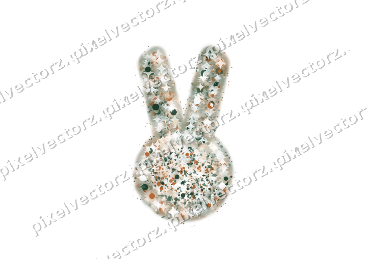 Seamless glitter easter bunny on a transparent background