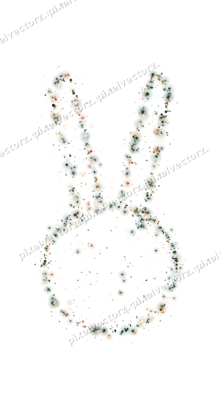 Seamless glitter easter bunny on a transparent background