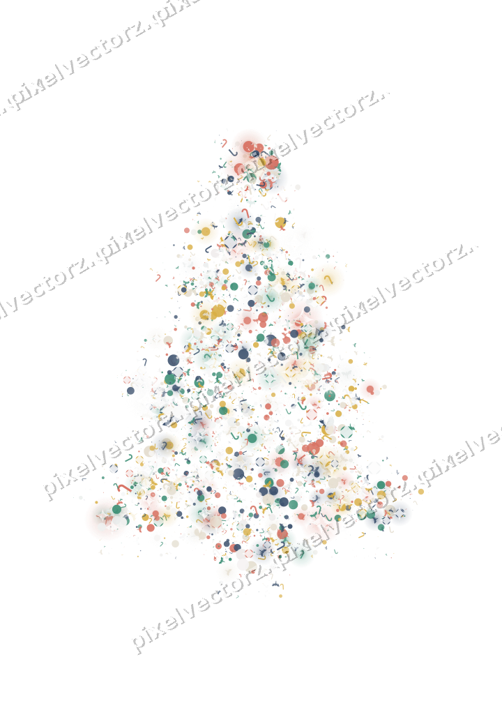 Seamless glitter christmas tree in amber on a transparent background