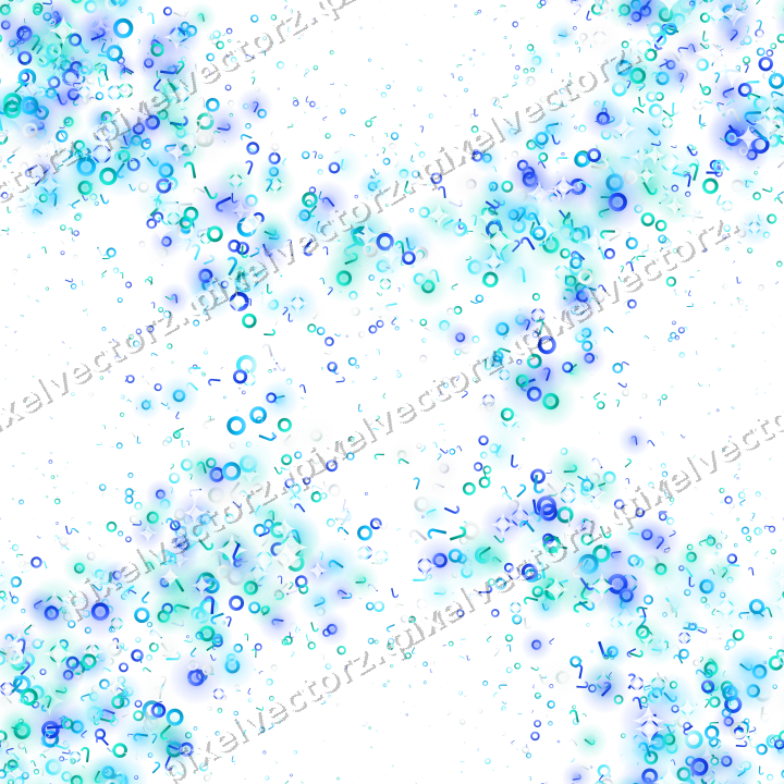 Seamless glitter wreath in cyan and teal on a transparent background