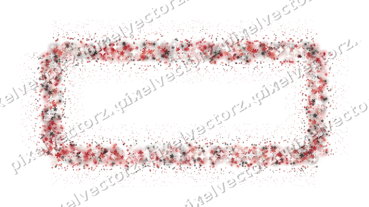 Seamless glitter frame of flowers in red on a transparent background