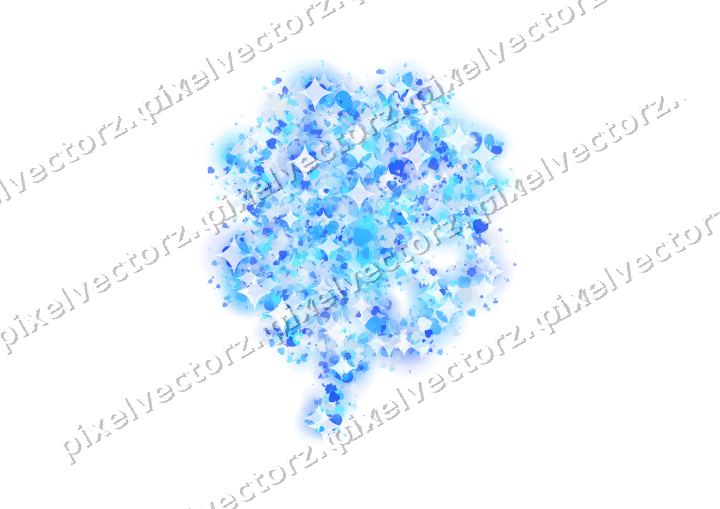 Seamless glitter clover leaf in cyan on a transparent background