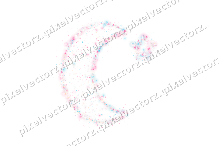 Seamless glitter crescent moon in pink on a transparent background