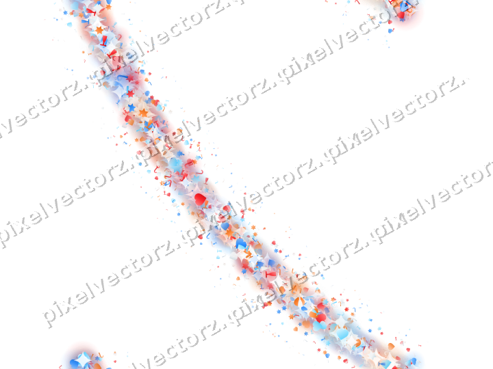 Seamless glitter arc of stars and hearts on a transparent background