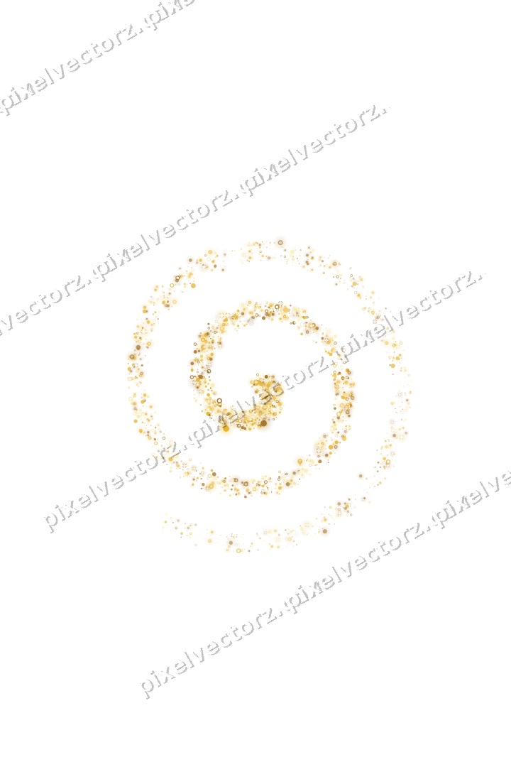 Nahtlose Glitzerspirale aus Punkten und Ringen auf transparentem Grund
