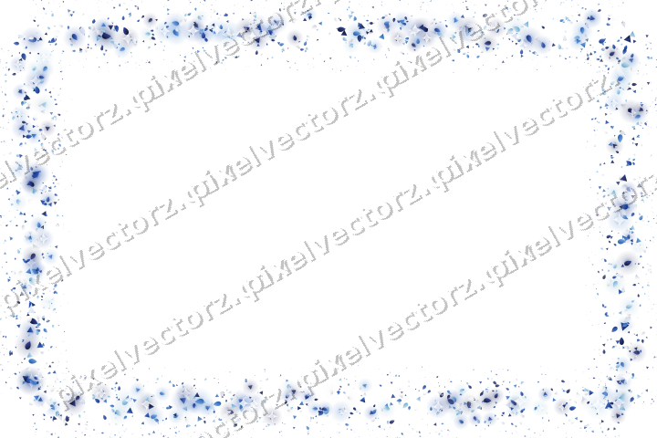 Seamless glitter frame in blue and cyan on a transparent background