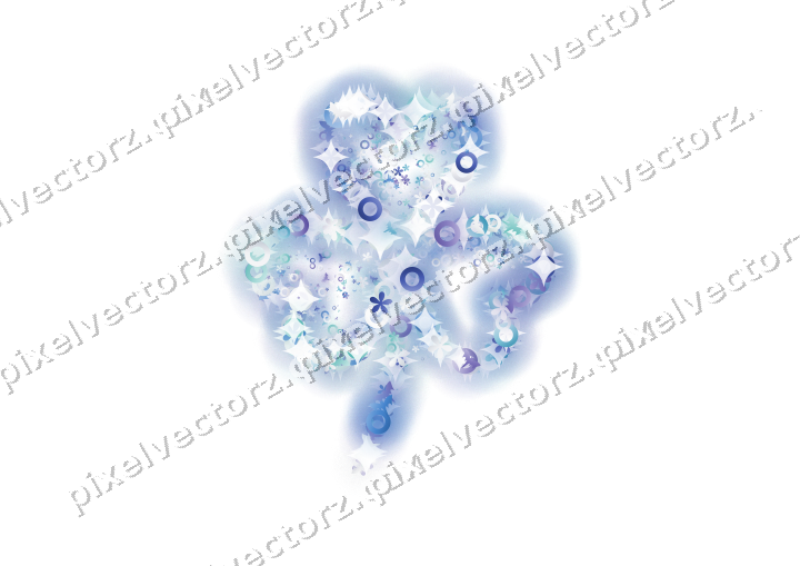 Seamless glitter shamrock in blue and cyan on a transparent background