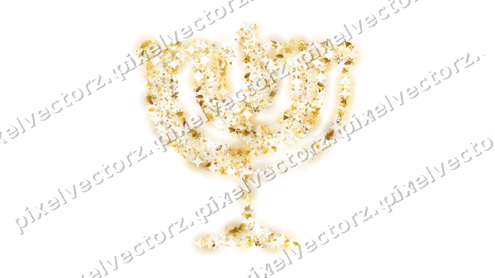 Seamless glitter menorah on a transparent background