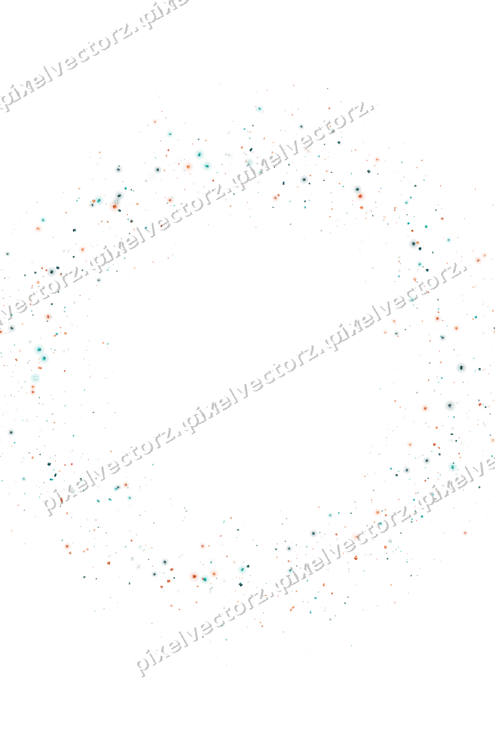 Seamless glitter wreath in orange and teal on a transparent background