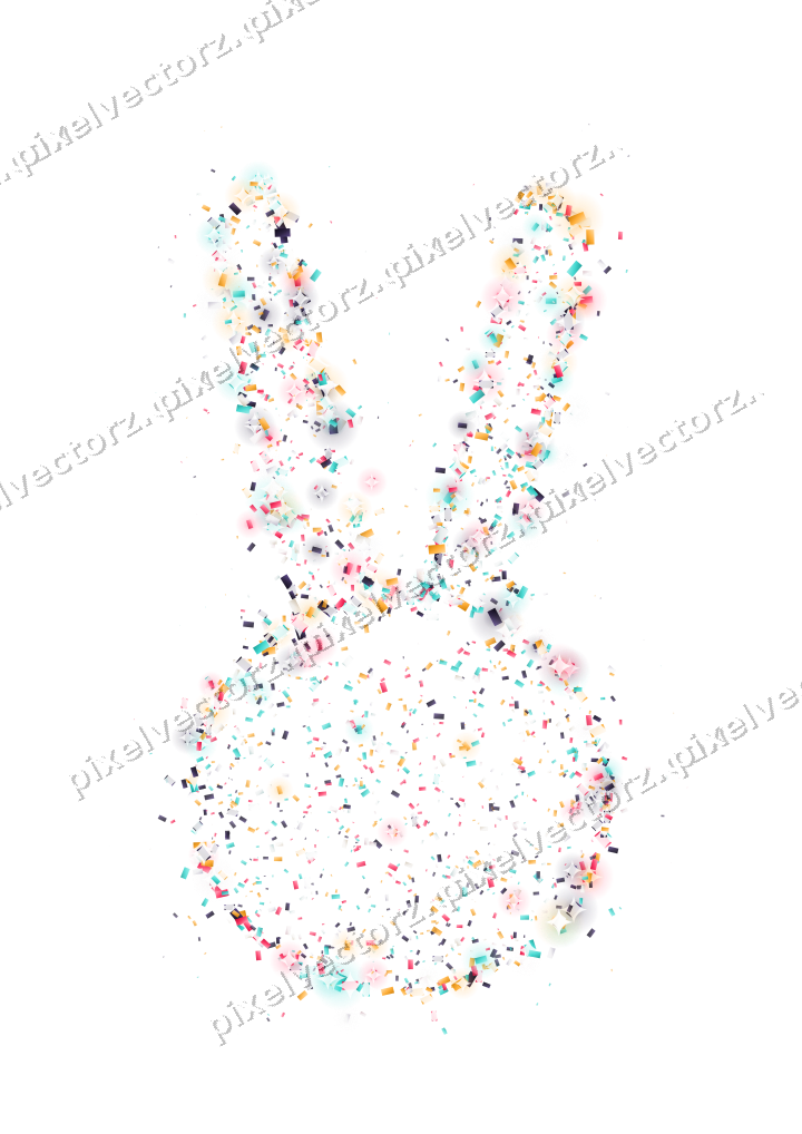Seamless glitter easter bunny of confetti on a transparent background