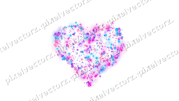 Seamless glitter heart of hearts and bells on a transparent background