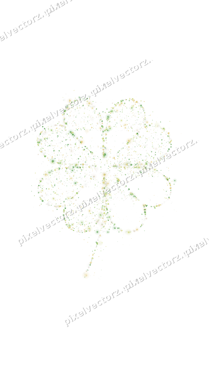 Seamless glitter clover leaf in lime on a transparent background