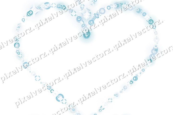 Nahtloses Glitzerherz aus Ringen in Türkis auf transparentem Grund