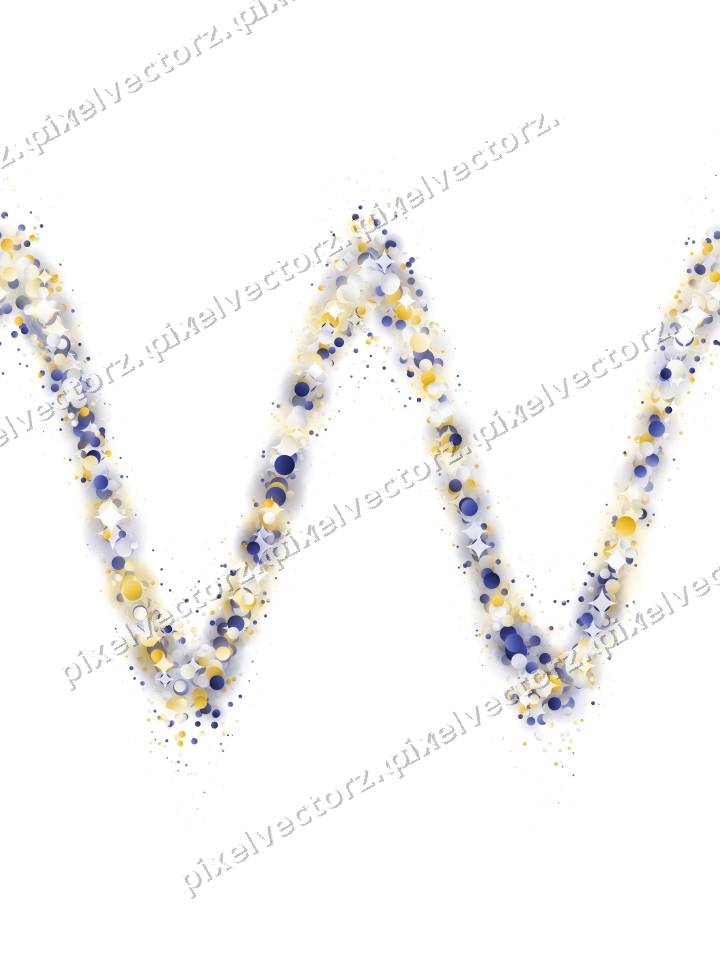 Seamless glitter wave of dots in dark blue on a transparent background