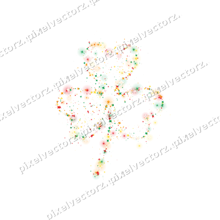 Seamless glitter shamrock of sparkles on a transparent background