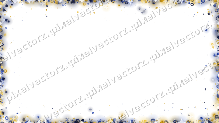 Seamless glitter border in amber and blue on a transparent background