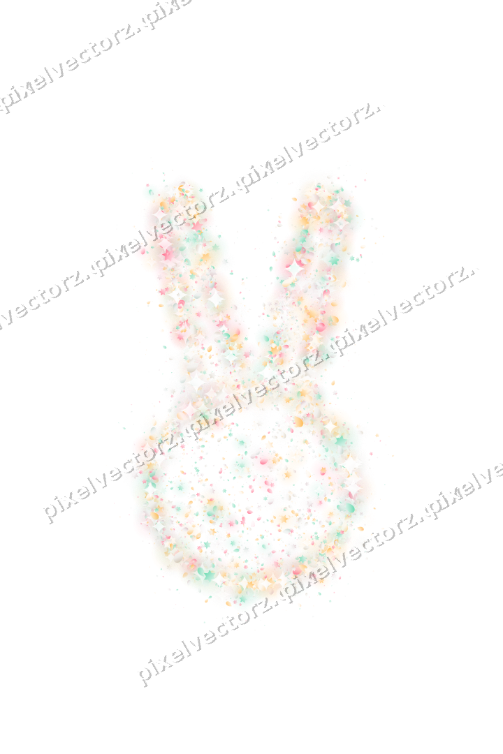 Seamless glitter easter bunny in pale pink on a transparent background