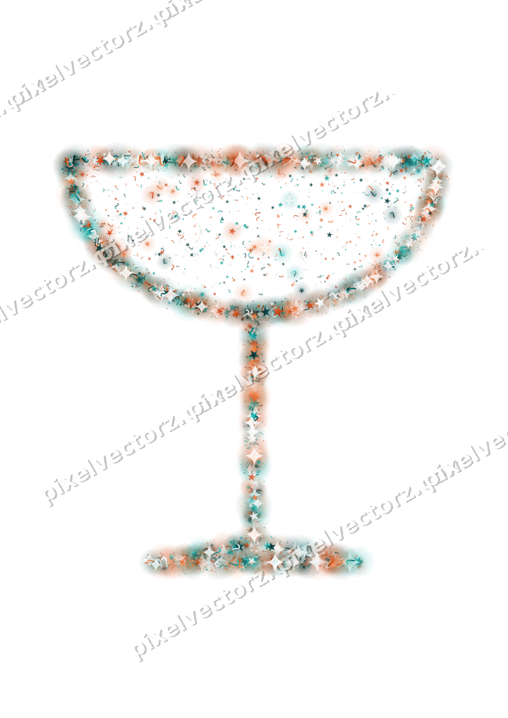 Seamless glitter champagne coupe in orange on a transparent background