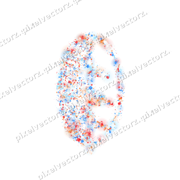 Seamless glitter leaf in blue and red on a transparent background