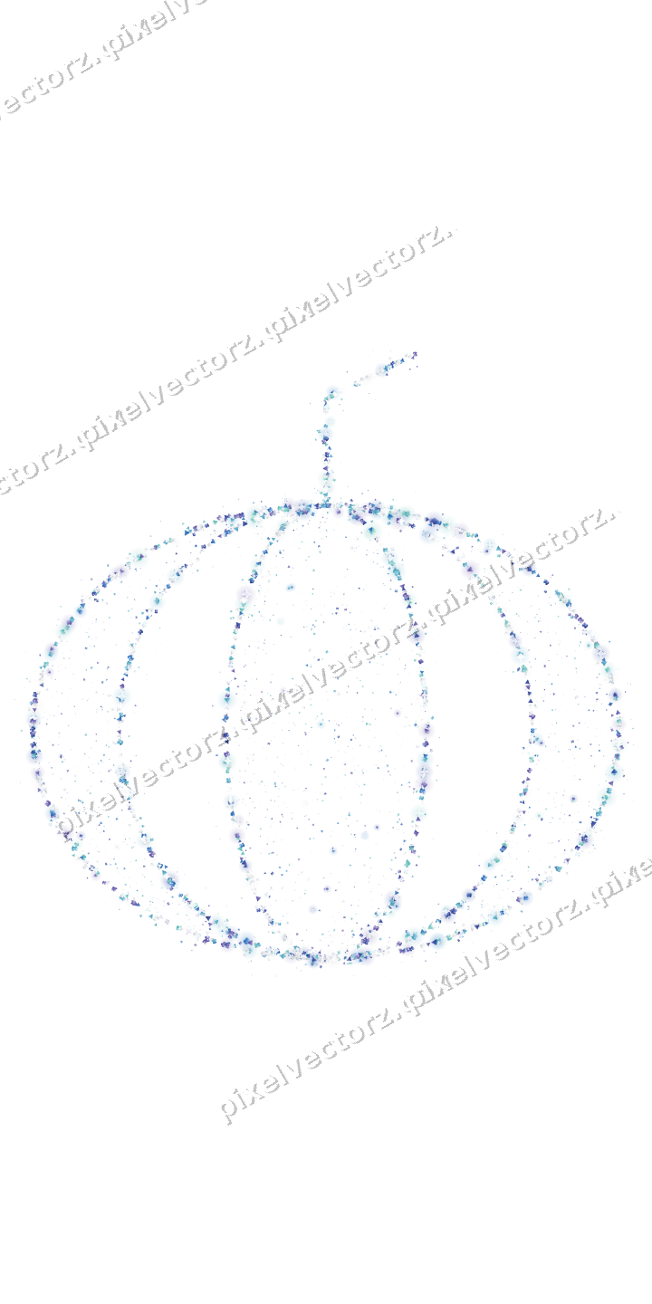 Seamless glitter pumpkin in blue and cyan on a transparent background