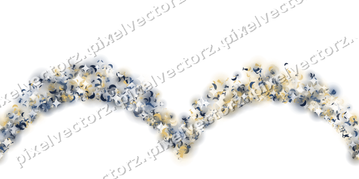 Seamless glitter garland in dark blue on a transparent background