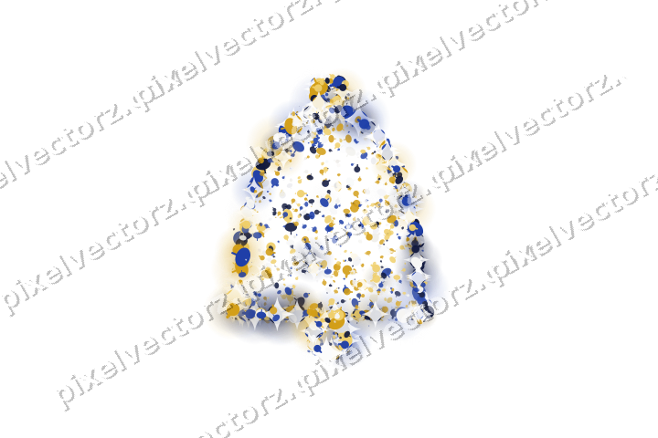 Seamless glitter bell in amber and blue on a transparent background