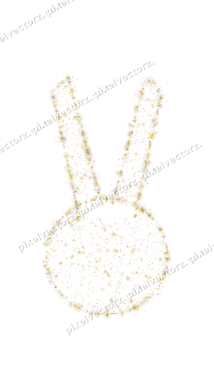 Seamless glitter easter bunny in amber on a transparent background