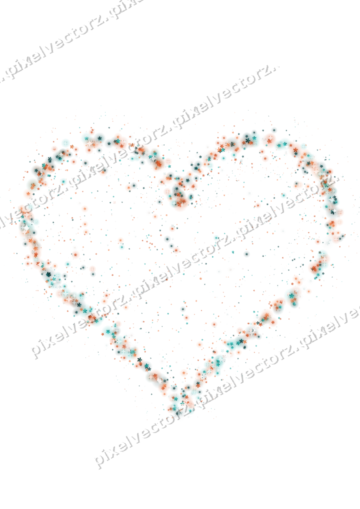 Seamless glitter heart of flowers on a transparent background