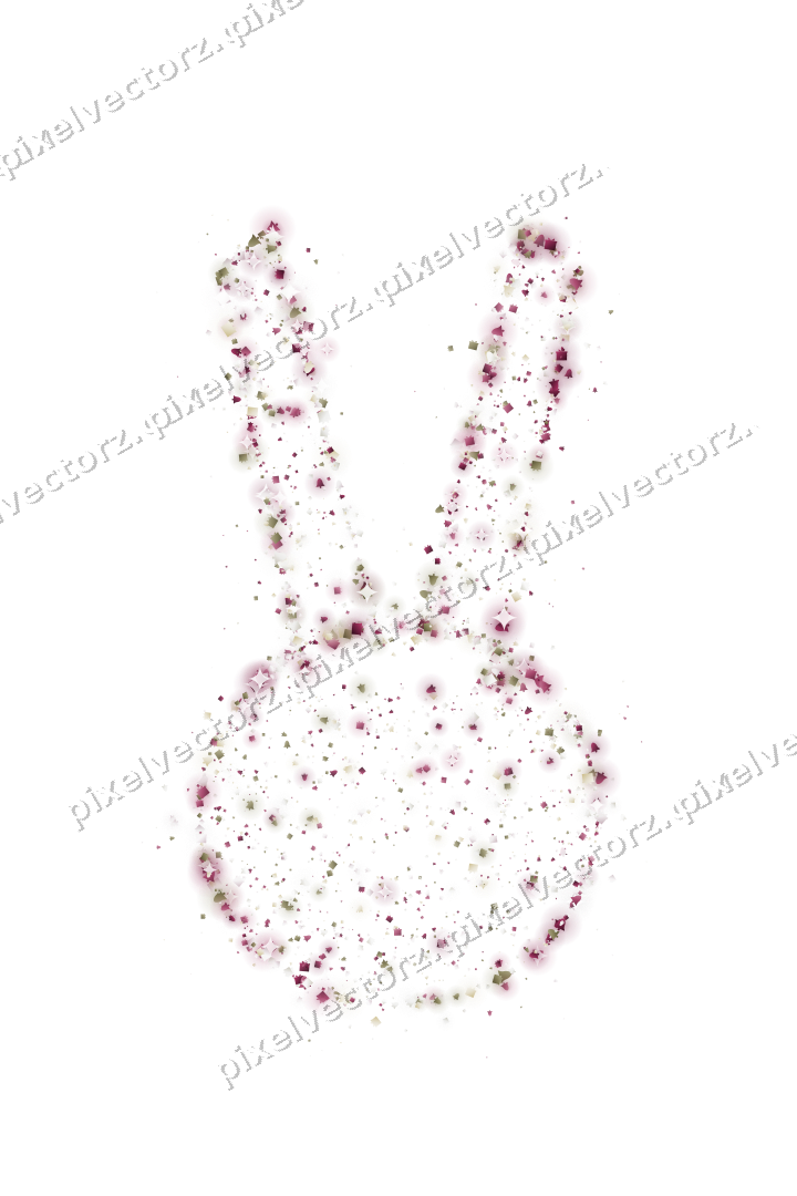Seamless glitter easter bunny in dark pink on a transparent background