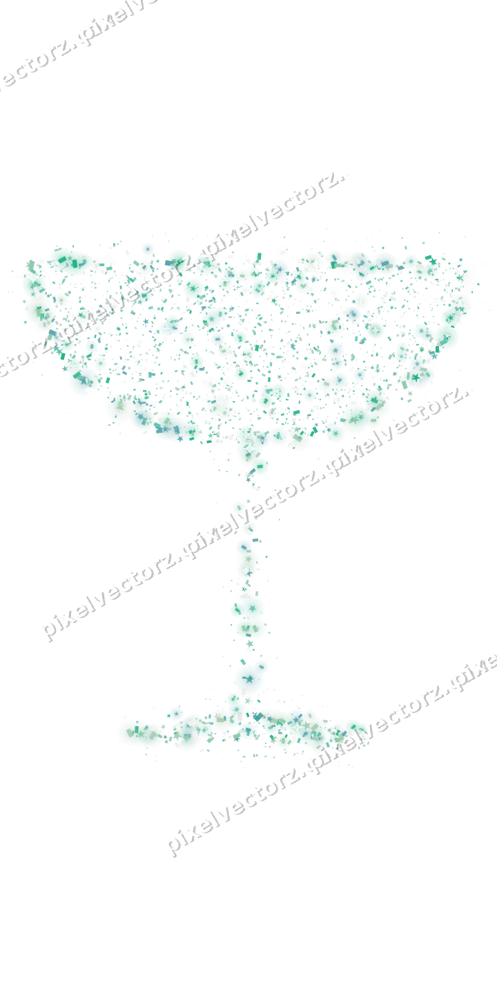 Seamless glitter champagne coupe in green on a transparent background