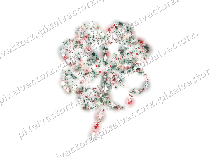 Seamless glitter clover leaf in dark green on a transparent background