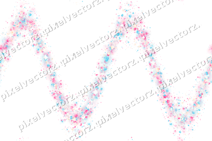 Seamless glitter wave in pink and cyan on a transparent background